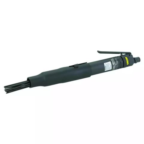 Black pneumatic needle scaler tool with bundle of needles