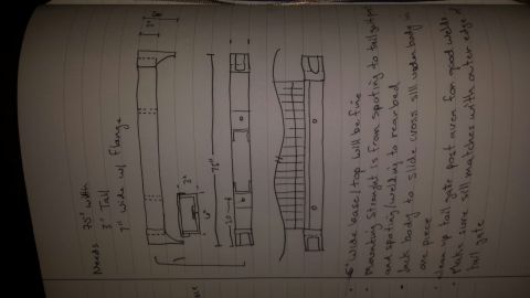 1984 Ford Bronco Rear Crossmember/Tailgate Sill Fabrication Sketch & Dimensions