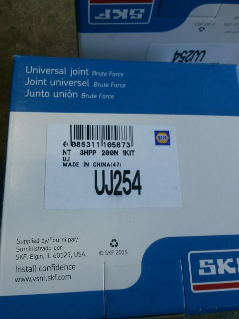 1996 Ford Bronco - A close-up of a blue and white box for an SKF Universal Joint, model UJ254. The box displays product information, a barcode, and the SKF lo…