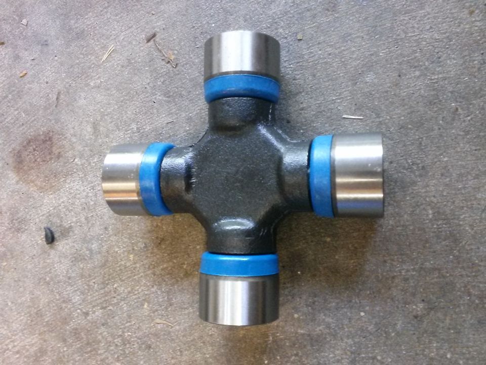 Universal joint with blue seals on concrete