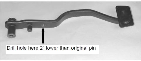 1971 Ford Mustang - This image shows a brake pedal assembly with instructions for modification, including a Supermotors.net watermark.