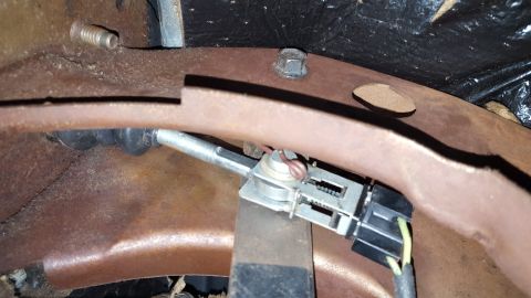 1971 Ford Mustang - Brake light switch mechanism showing electrical connector and mounting hardware.
