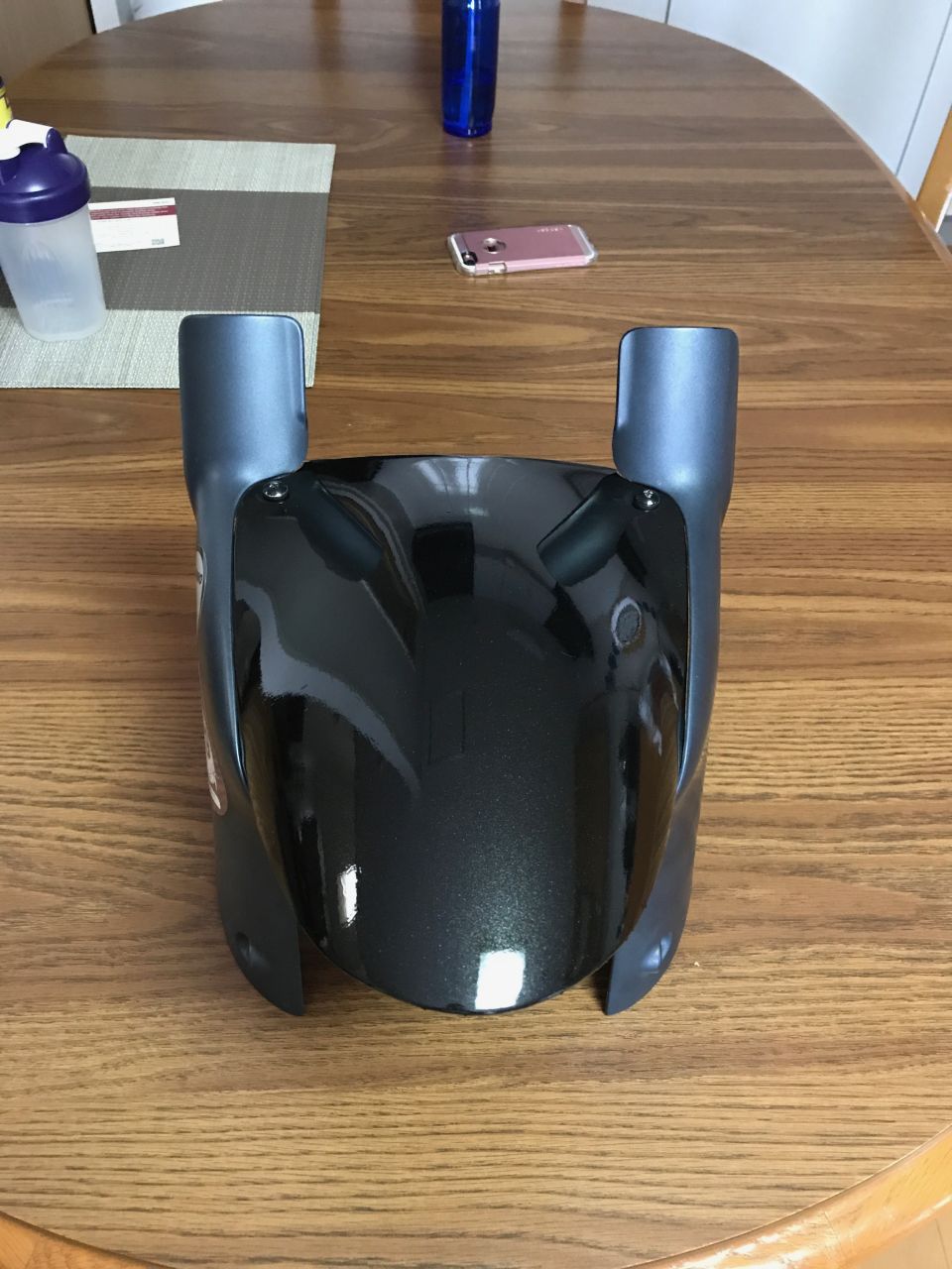 1998 ZX9R front fender with 3M black metallic vinyl wrap
