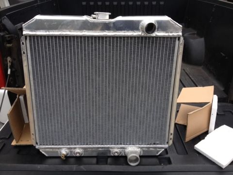 1968 Mercury Cougar - This aluminum radiator features dual inlet and outlet ports, suitable for various vehicle applications.