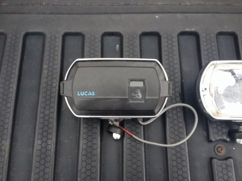 1968 Mercury Cougar - A Lucas fog light is shown, a small digital display and a coiled wire attached.