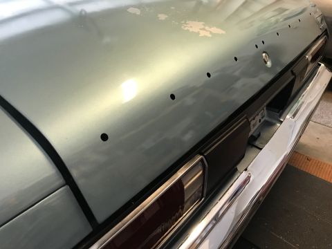 1975 Chevrolet Chevelle - The rear of a 1975 Chevrolet Chevelle shows its trunk lid and taillight trim.