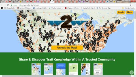1995 Ford Bronco - Screenshot of the Where2Wheel.com website, displaying a map of North America covered in pins.