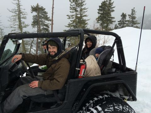 1995 Jeep Wrangler - Family enjoys a snowy day out in a Jeep Wrangler.