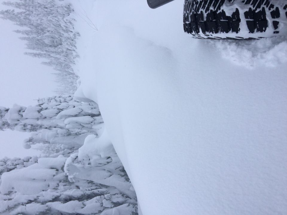 tire on a vehicle in deep snow