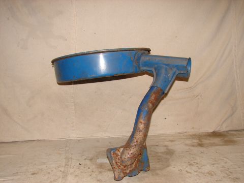 1973 Ford Ranchero - This is a blue air cleaner assembly with a rusted mounting bracket and a bent intake tube.
