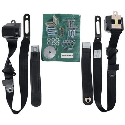 1971 Ford Mustang - This photo shows a seat belt kit with all the necessary hardware for installation.