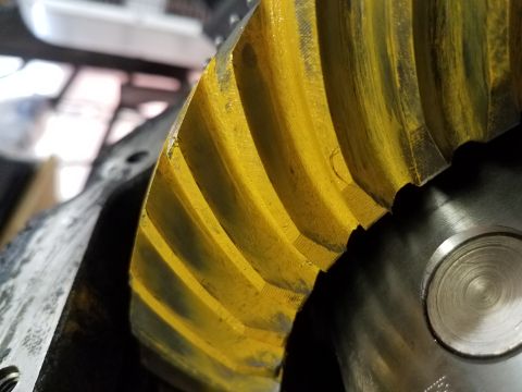 1995 Ford Bronco - This is a close-up view of a differential gear, showing its teeth and yellow coating.