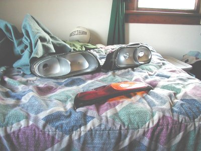 1997 Ford Taurus - Car lights are laid out on a bed, possibly for cleaning or replacement.