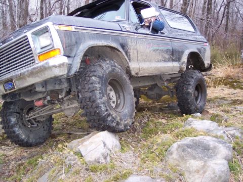 1978 Ford Bronco - This lifted 1978 Ford Bronco navigates a rocky off-road course, its capabilities.