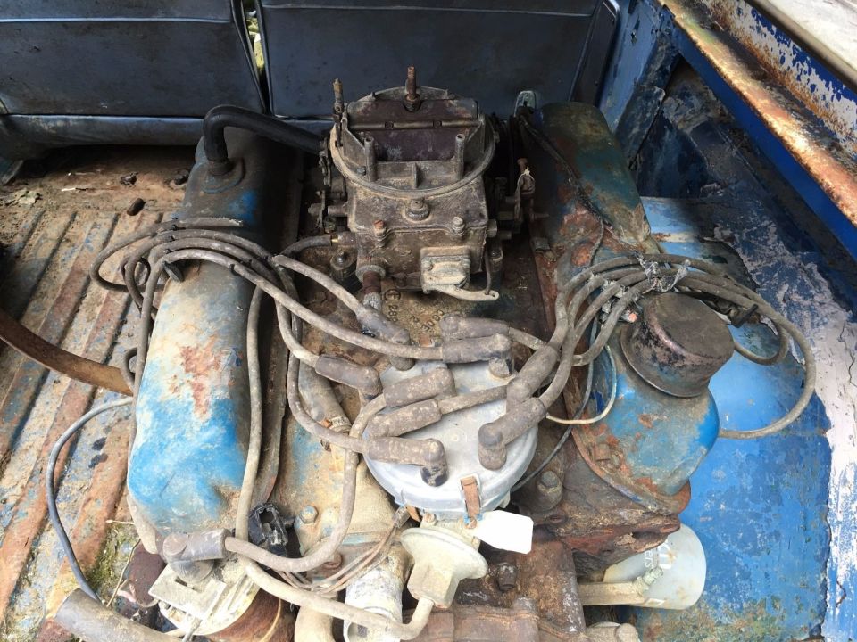 Engine with carburetor and distributor cap