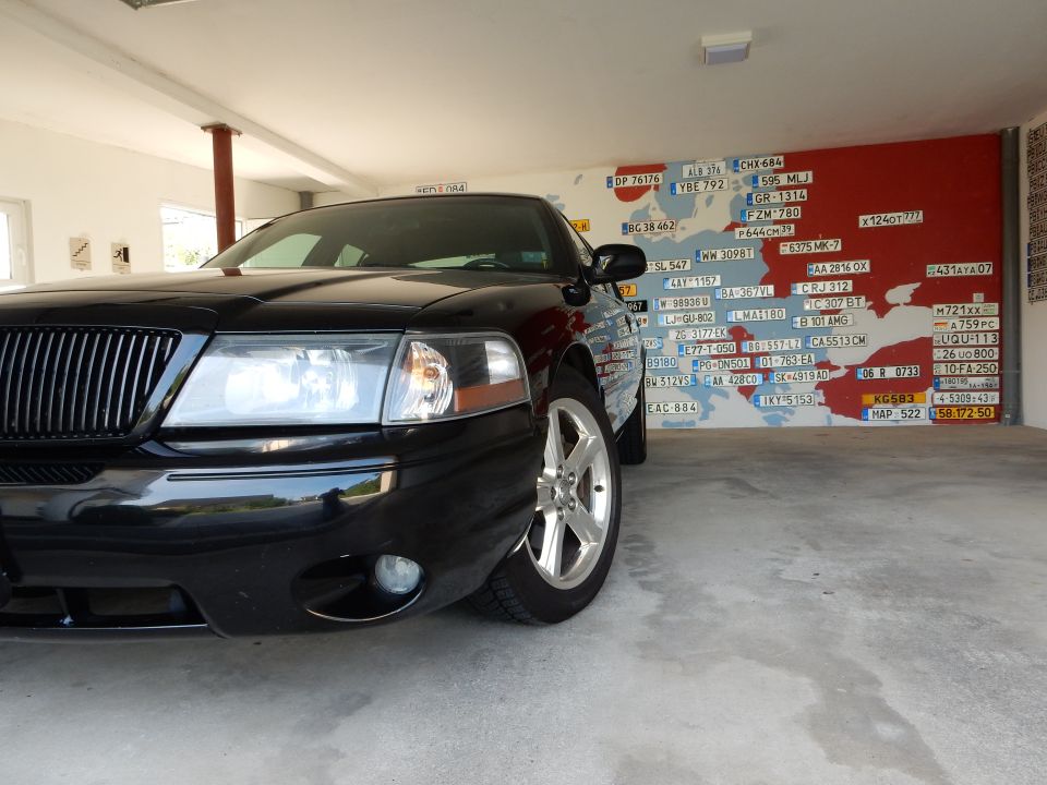 Black 2003 Mercury Marauder front 3/4 view in garage