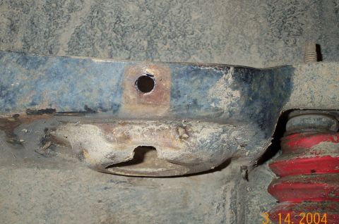 1986 Ford Bronco - Drilled out old hole to 3/8" to accept the bigger bolt.