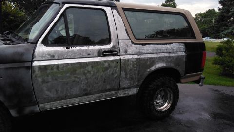 1996 Ford Bronco - Rain and bare steel don't mix. But rain, steel, and a thick layer of paint dust worked out fine.