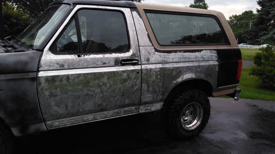 Rain and bare steel don't mix. But rain, steel, and a thick layer of paint dust worked out fine.