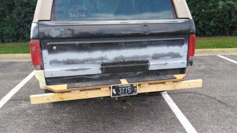 1996 Ford Bronco - Sometimes you gotta take a break from the repetitive work of applying and sanding body filler. I made a wooden bumper.