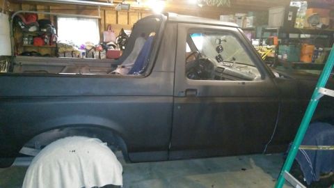 1996 Ford Bronco - First coat of paint on, I used 2 sizes of foam rollers along with foam brushes. It was going on a bit thick.
