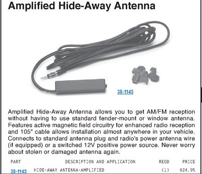 1994 Ford Bronco - This document describes an amplified hide-away antenna for AM/FM reception.