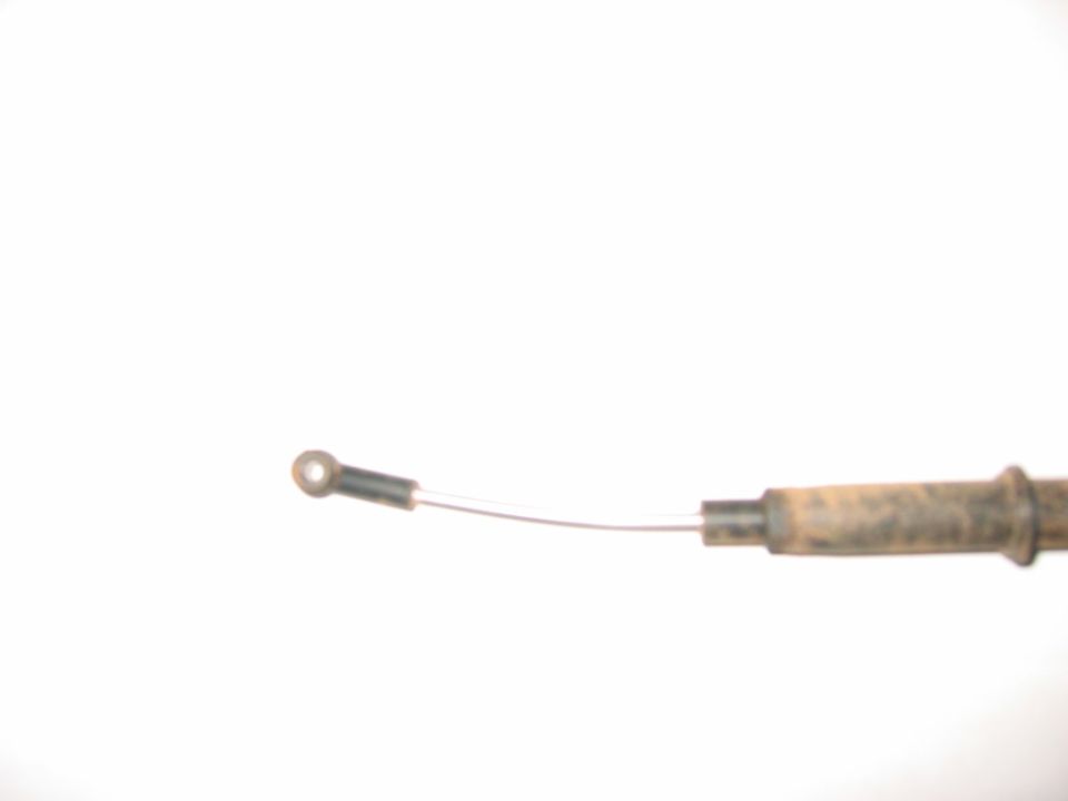 Cable with a metal eyelet on one end and a rubber boot on the other