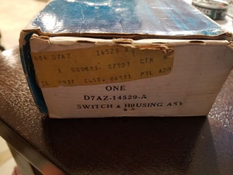1994 Ford Bronco - Photo of a Ford service parts box with label reading D7AZ-14529-A Switch & Housing Assy.