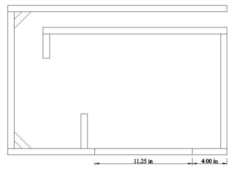 1994 Ford Bronco - Dimensioned cross-section blueprint of a speaker enclosure interior showing 11.25 in and 4.00 in dimensions.