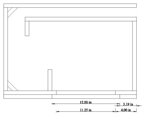1994 Ford Bronco - Dimensioned cross-section blueprint of a speaker enclosure showing 12.88, 11.25, 3.19, and 4.00 inch dimensions.