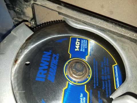 1994 Ford Bronco - Close-up of a circular saw blade, indicating its brand and tooth count.