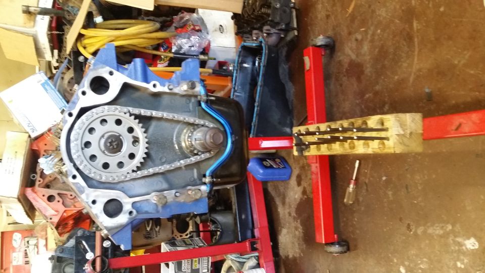That big orange monster behind is next on the list for projects. 6.5 block for the Suburban. I did not realize how physically small this engine is until I had it in front of that block.