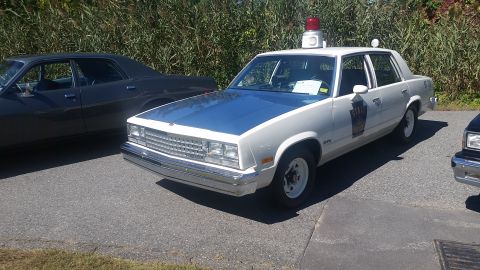 1991 Ford LTD Crown Victoria - This police car, likely from the early 1980s, is parked next to another vehicle.