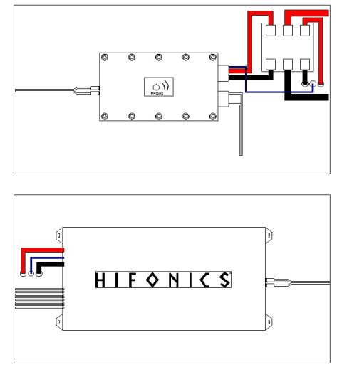 1994 Ford Bronco - Wiring diagram showing amplifier terminal connections with color-coded power, ground, and signal wires.