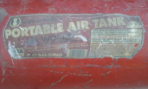 1995 Ford Bronco - This is a label from a 7-gallon portable air tank, not a 1995 Ford Bronco.