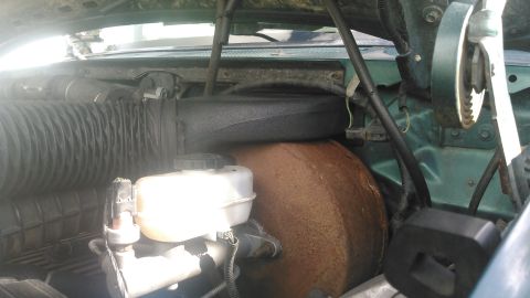 1996 Ford Bronco - this is it mocked up. it goes through the firewall, above the brake booster