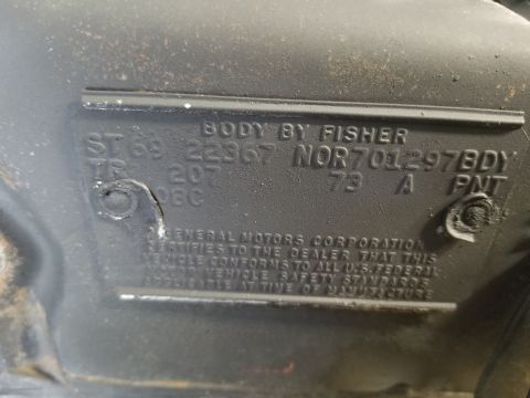 1969 Pontiac Firebird - This vehicle identification plate shows 'ST 69', indicating a 1969 model year.