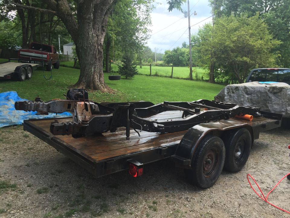 Vehicle frame on a trailer