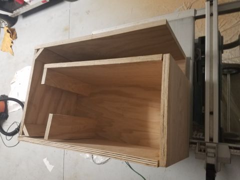 1994 Ford Bronco - Custom wooden speaker box construction in progress.