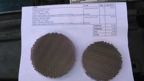 1996 Ford Bronco - these are 2 honeycomb style screens i got from www.SaxonPC.com in the 'Airflow Straighteners' section even tho my MAF housing is a classifi…