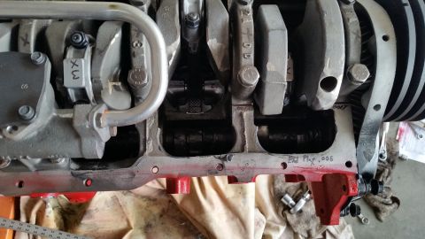 1981 Ford Bronco - Close-up view of an engine block's internal components, including the crankshaft and connecting rods.