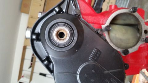 1981 Ford Bronco - This image shows a close-up view of an engine's timing cover and water pump housing, not a complete vehicle.