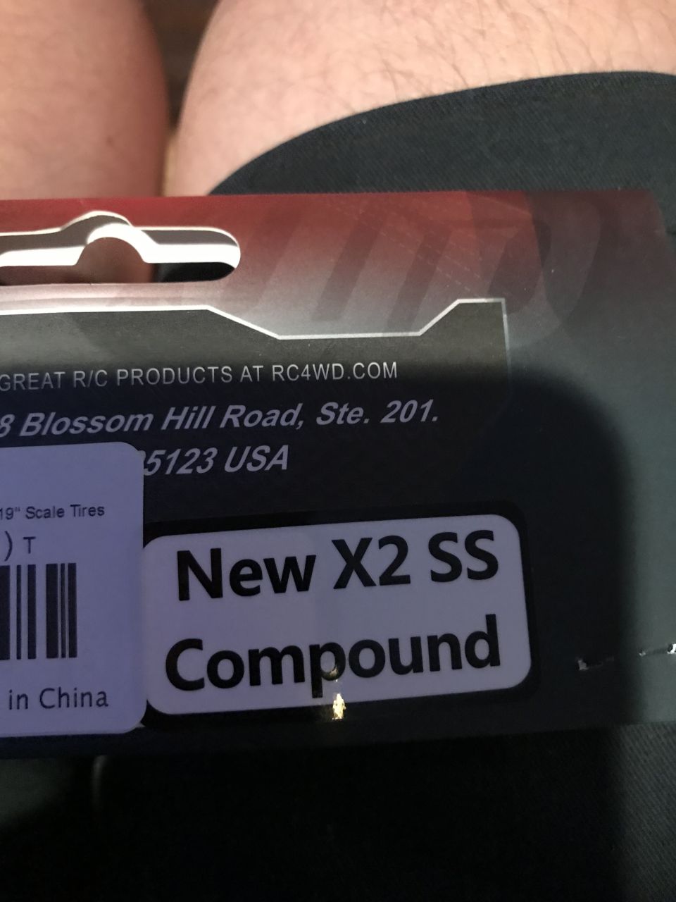 RC4WD product packaging with address and 'New X2 SS Compound' label