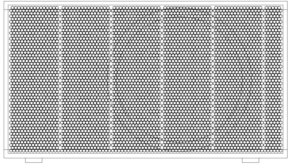 CAD line drawing of a rectangular perforated speaker grille mesh panel