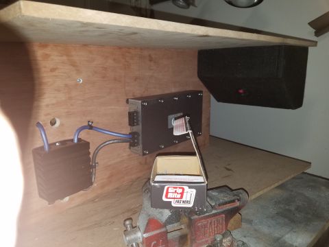 1994 Ford Bronco - Photograph of an amplifier and wiring during a build, not a technical document.