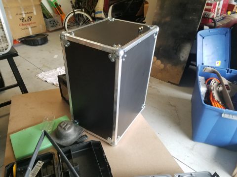 1994 Ford Bronco - Photo of a completed black road-case speaker enclosure, not a technical document.