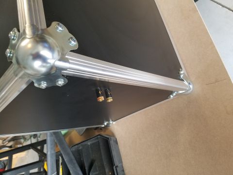 1994 Ford Bronco - Photo close-up of an aluminum ball-corner joint on a road case, not a technical document.