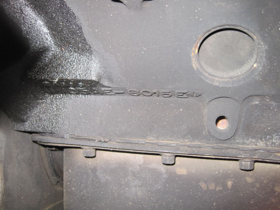 Engine block casting with stamped numbers E-80155D