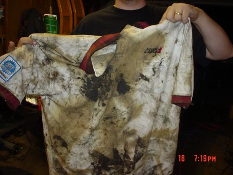 1983 Ford Bronco - Thank you Advance Auto Parts for the grease rag. Notice that is says ASC certified. MY boss would kill me if he saw this uniform.