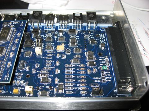 1987 Jaguar XJ6 - Close-up view of a complex electronic circuit board, numerous components and connectors.